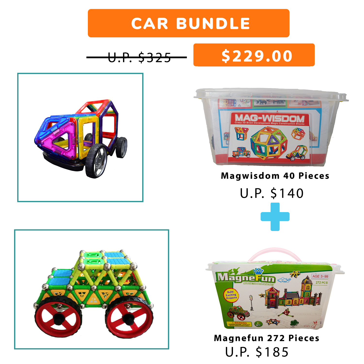 Car Bundle Set: 272 Magnefun + 40 Magwisdom Set