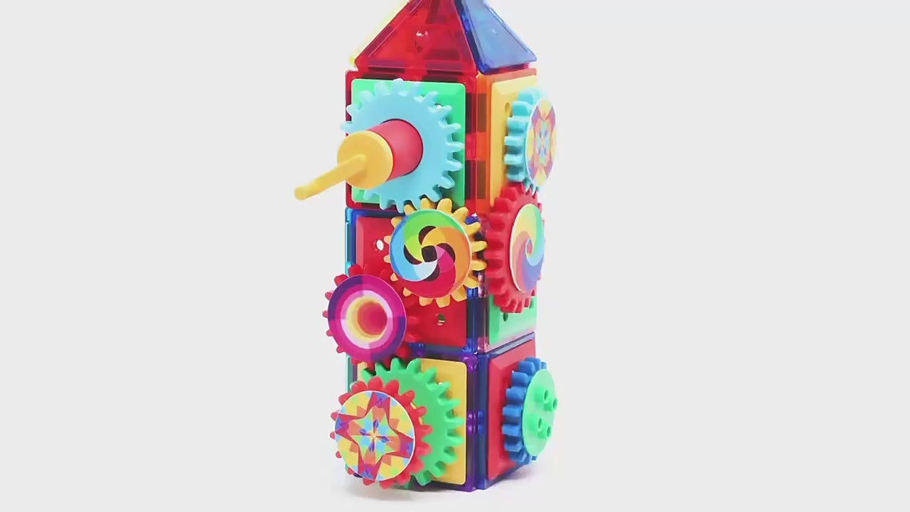 90 Pieces Magnetic Tiles with Gear Set