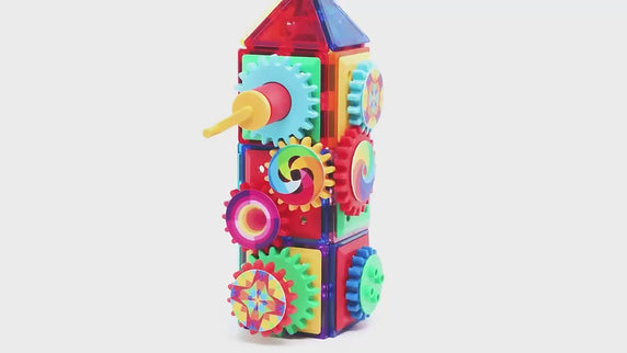 90 Pieces Magnetic Tiles with Gear Set
