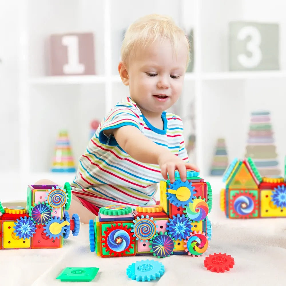 130 Pieces Magnetic Tiles with Gear Set