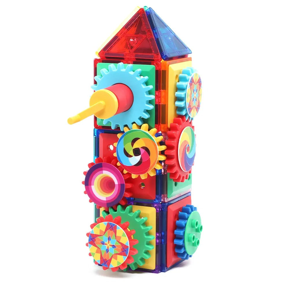 130 Pieces Magnetic Tiles with Gear Set